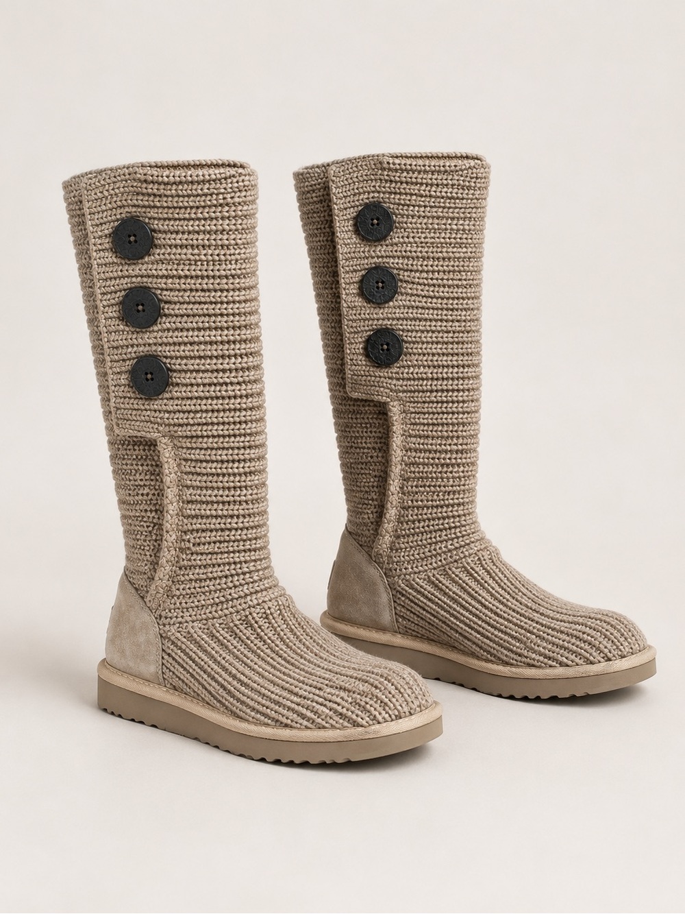 UGG Australia Crochet Knit Tall Boots – Women’s Size 7 – Tan/Oatmeal